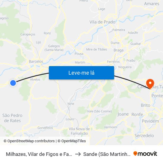 Milhazes, Vilar de Figos e Faria to Sande (São Martinho) map