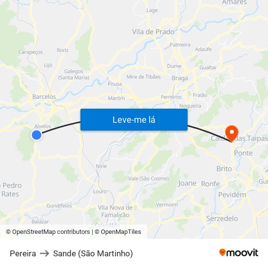 Pereira to Sande (São Martinho) map