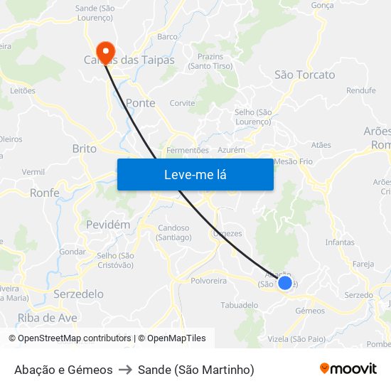 Abação e Gémeos to Sande (São Martinho) map