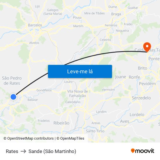 Rates to Sande (São Martinho) map