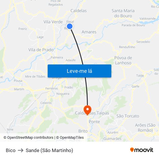 Bico to Sande (São Martinho) map