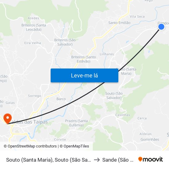 Souto (Santa Maria), Souto (São Salvador) e Gondomar to Sande (São Martinho) map