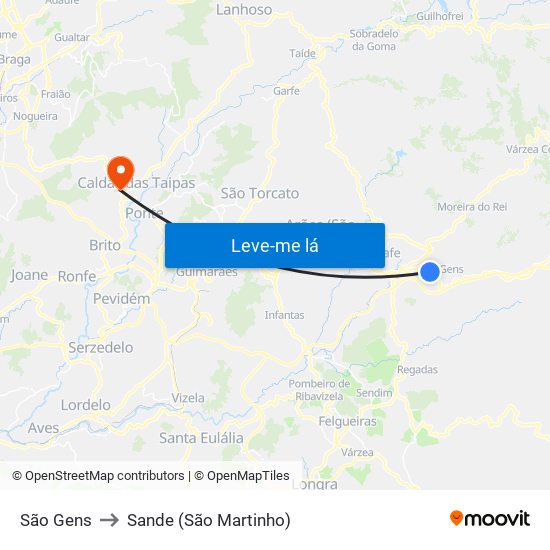 São Gens to Sande (São Martinho) map