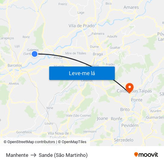 Manhente to Sande (São Martinho) map