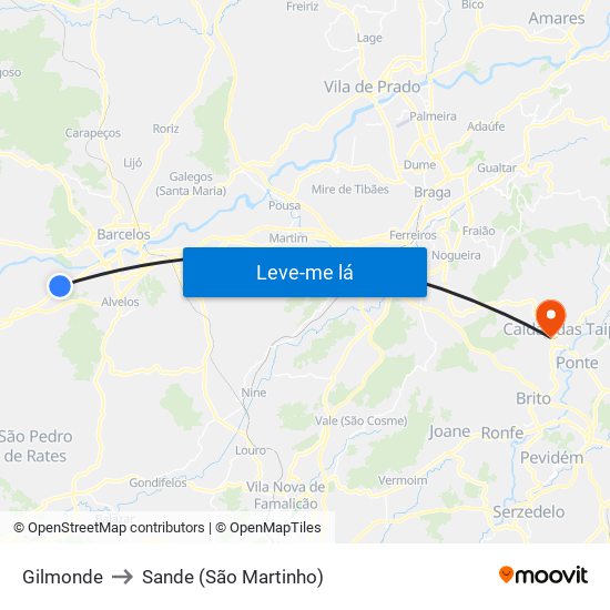 Gilmonde to Sande (São Martinho) map