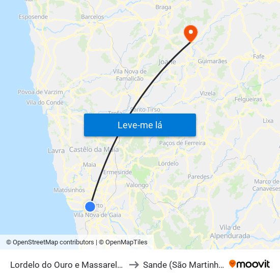 Lordelo do Ouro e Massarelos to Sande (São Martinho) map