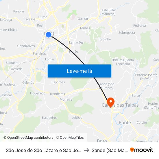 São José de São Lázaro e São João do Souto to Sande (São Martinho) map