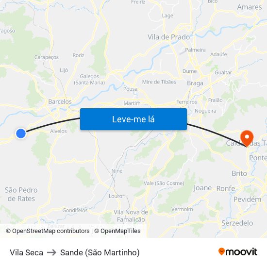 Vila Seca to Sande (São Martinho) map