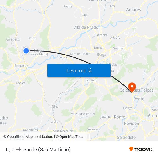 Lijó to Sande (São Martinho) map