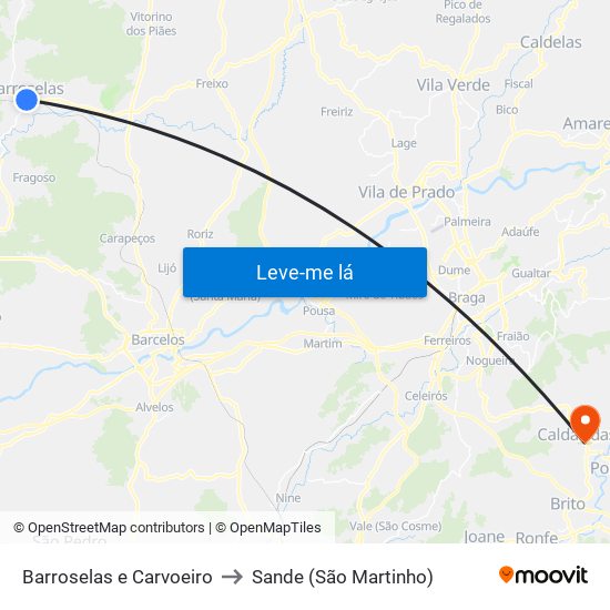 Barroselas e Carvoeiro to Sande (São Martinho) map