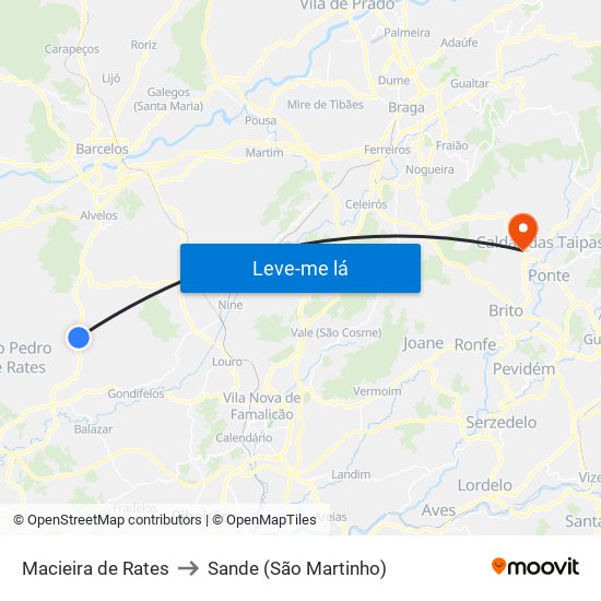 Macieira de Rates to Sande (São Martinho) map