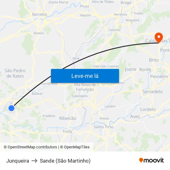 Junqueira to Sande (São Martinho) map