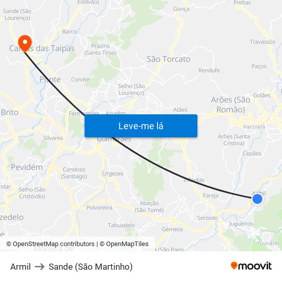 Armil to Sande (São Martinho) map