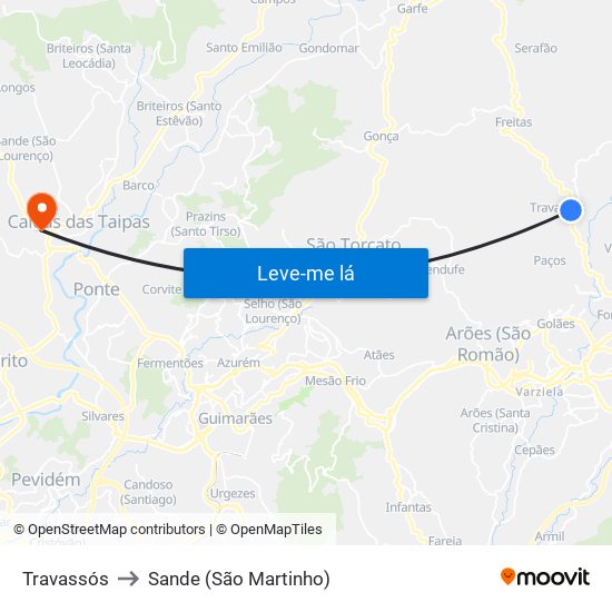 Travassós to Sande (São Martinho) map
