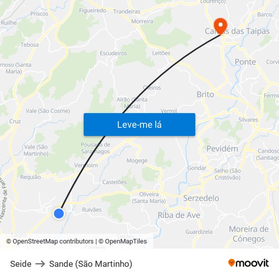 Seide to Sande (São Martinho) map