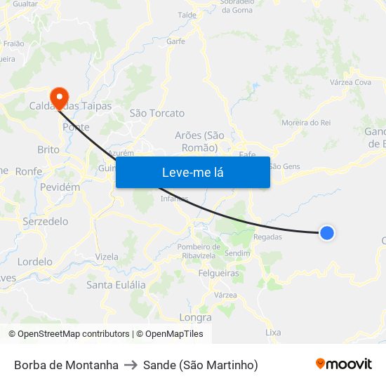 Borba de Montanha to Sande (São Martinho) map