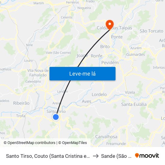 Santo Tirso, Couto (Santa Cristina e São Miguel) e Burgães to Sande (São Martinho) map