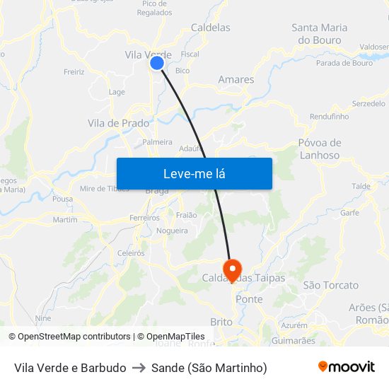 Vila Verde e Barbudo to Sande (São Martinho) map