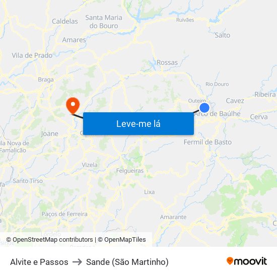 Alvite e Passos to Sande (São Martinho) map