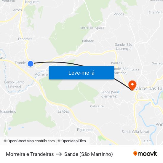 Morreira e Trandeiras to Sande (São Martinho) map