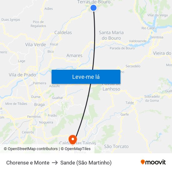 Chorense e Monte to Sande (São Martinho) map