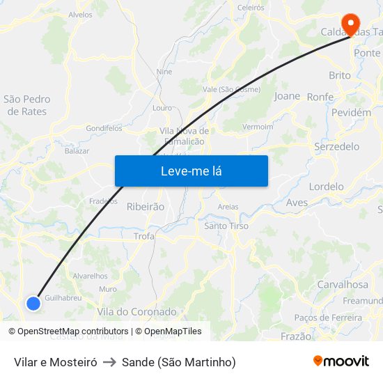 Vilar e Mosteiró to Sande (São Martinho) map