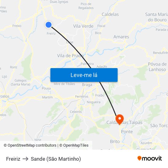 Freiriz to Sande (São Martinho) map