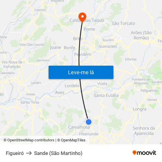 Figueiró to Sande (São Martinho) map