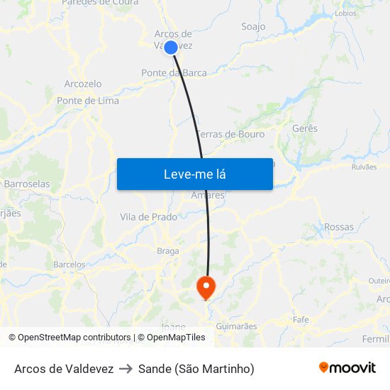 Arcos de Valdevez to Sande (São Martinho) map