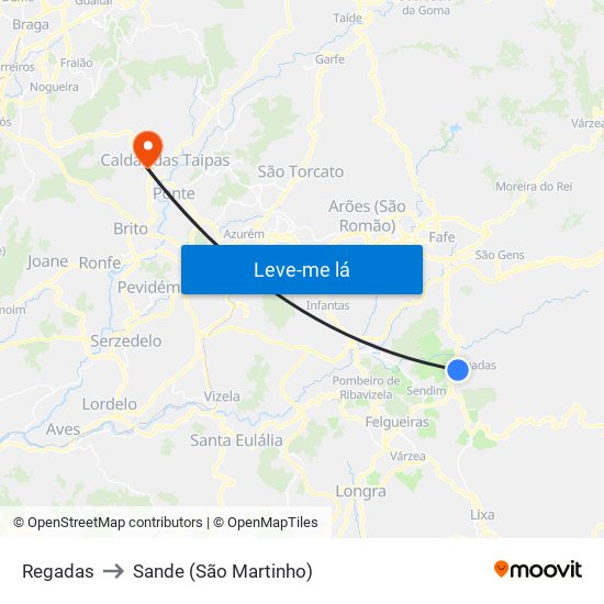 Regadas to Sande (São Martinho) map