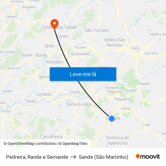 Pedreira, Rande e Sernande to Sande (São Martinho) map