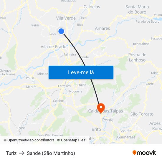 Turiz to Sande (São Martinho) map