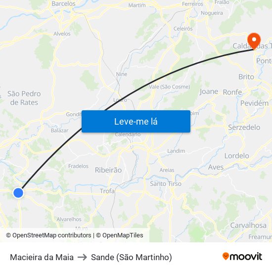 Macieira da Maia to Sande (São Martinho) map