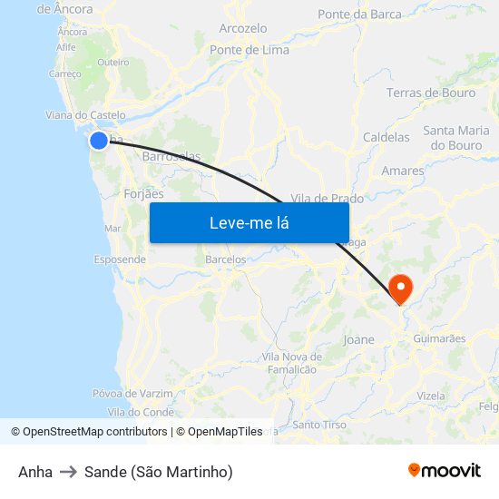 Anha to Sande (São Martinho) map