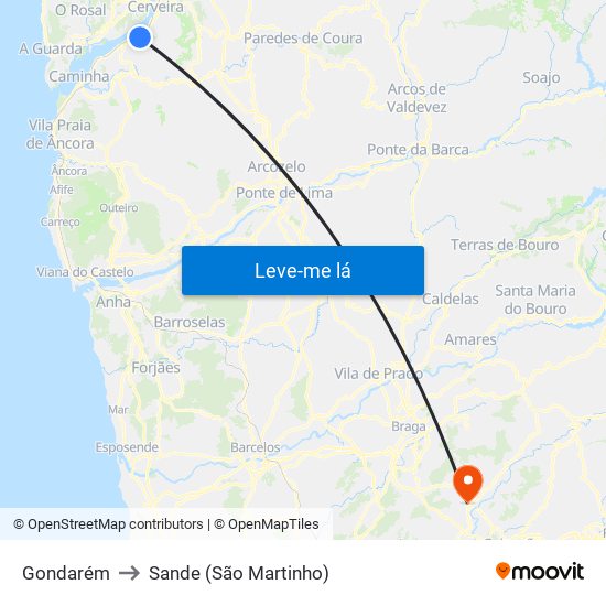 Gondarém to Sande (São Martinho) map