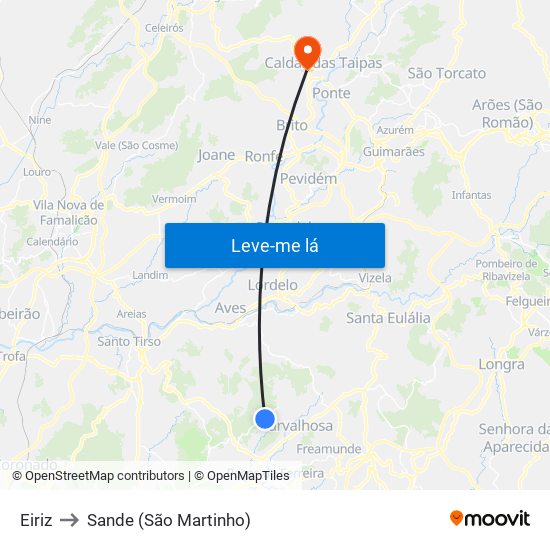 Eiriz to Sande (São Martinho) map