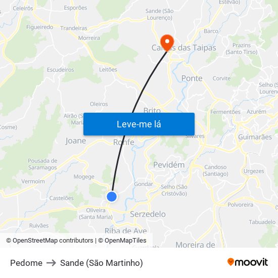 Pedome to Sande (São Martinho) map