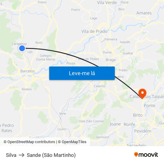 Silva to Sande (São Martinho) map