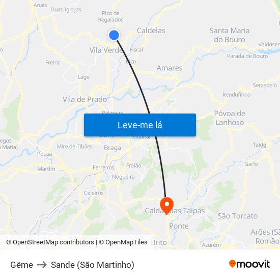 Gême to Sande (São Martinho) map