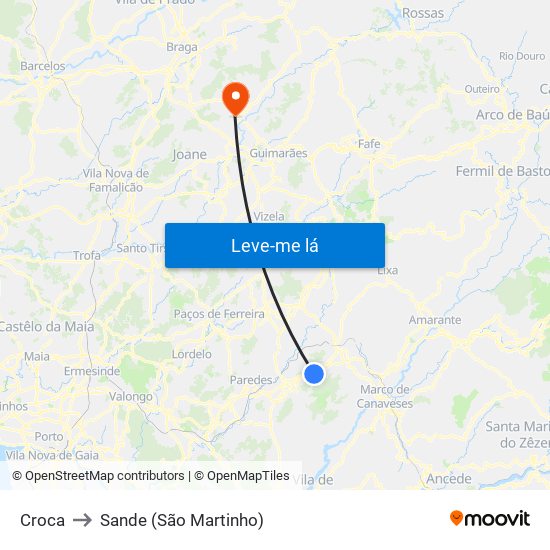 Croca to Sande (São Martinho) map