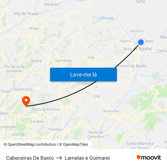 Cabeceiras De Basto to Lamelas e Guimarei map