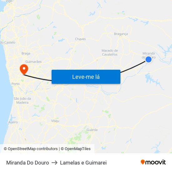 Miranda Do Douro to Lamelas e Guimarei map