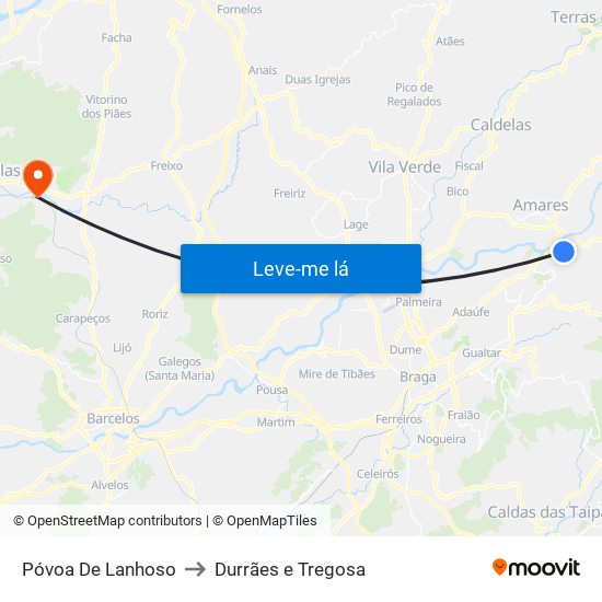 Póvoa De Lanhoso to Durrães e Tregosa map