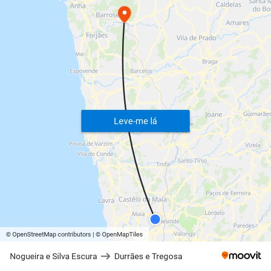 Nogueira e Silva Escura to Durrães e Tregosa map