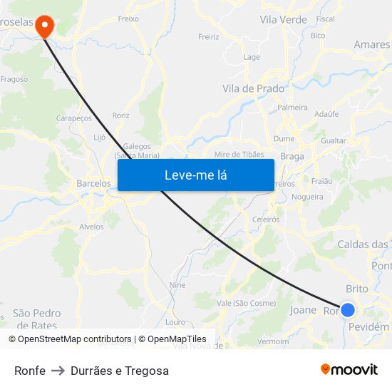 Ronfe to Durrães e Tregosa map
