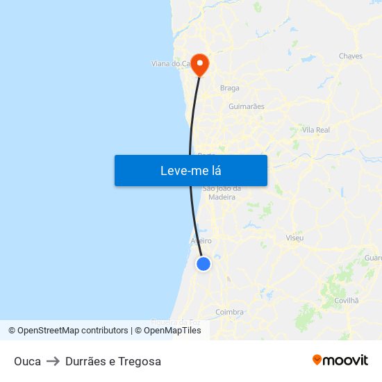 Ouca to Durrães e Tregosa map