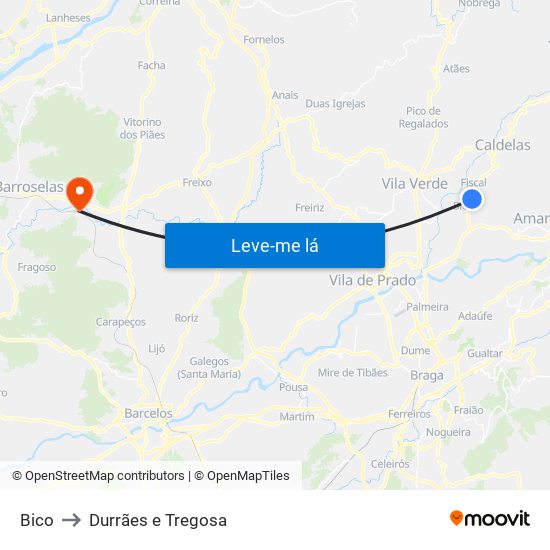Bico to Durrães e Tregosa map