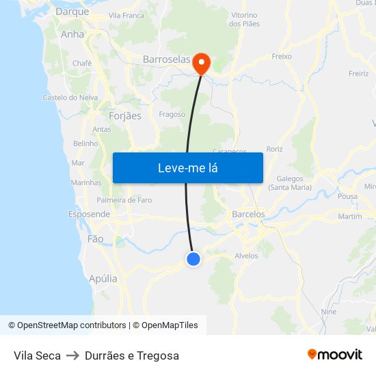 Vila Seca to Durrães e Tregosa map