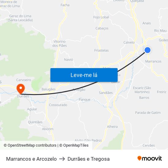 Marrancos e Arcozelo to Durrães e Tregosa map