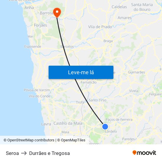 Seroa to Durrães e Tregosa map